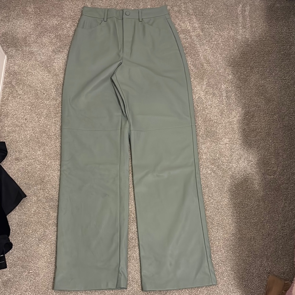 Sleek Green High-Waisted Pants